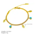 Bracciale a doppio strato in acciaio inossidabile dorato con occhio malvagio e foglie - Oro