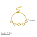 Pulsera o collar de cadena de corazon hueco minimalista de oro accesorio de moda. - Pulsera Dorada