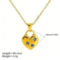 Collier pendentif en acier inoxydable plaqué or 18K cœur cristal bleu pour femmes bijoux mode. - Collier Pendentif Cœur Strass Bleu Clair / Or