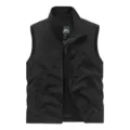 Gilet cargo casual da uomo collo in piedi multi-tasche pesca all'aperto fotografia - Nero