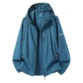 Veste anti-UV légère à capuche pour homme loisir extérieur respirante manteau taille M - Bleu Denim