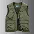 Men's military green tactical multi-pocket outdoor vest, breathable mesh lining, size L. - M / Army Green