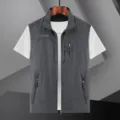 Men's Dark Grey Multi-Pocket Quick-Drying Tactical Workwear Vest Casual Waistcoat - M / Gray