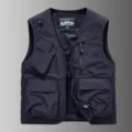 Men's Summer Outdoor Multi-Pocket Workwear Vest in Dark Blue, Breathable Mesh Lining. - M / Navy Blue