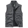 Dark grey multi-pocket outdoor tactical fishing vest with mesh lining and zipper pockets - M / Gray