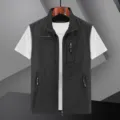Men quick dry multi pocket work vest, lightweight casual tactical sleeveless jacket summer. - M / Black