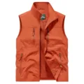 Orange Outdoor Fishing Vest Multi-Pocket Workwear Sleeveless Jacket for Men Size M - M / Brick Red
