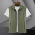 Men's tactical cargo vest lightweight quick dry multi-pocket sleeveless jacket outer - Army Green