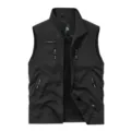 Heren winter outdoor fleece vest zwart mouwloos sport gilet met praktische ritszakken - Zwart