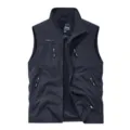 Heren outdoor tactical vest met meerdere zakken donkerblauwe mouwloze jas in maat L. - Donkerblauw