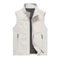 Men outdoor multi-pocket casual vest loose waterproof quick-dry tactical jacket beige - M / Off White