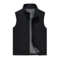 Men casual outdoor tactical vest multi-pocket black sleeveless jacket for hiking camping. - M / Black