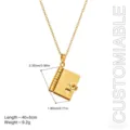Hermoso collar con colgante de libro dorado en acero inoxidable, joya personalizable. - Estilo de Superficie Lisa / Dorado