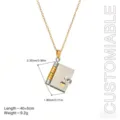 Collar con colgante de libro pequeño de acero inoxidable bañado en oro 18k joyería mujer - Estilo de Superficie Lisa / Bicolor (Oro y Plata)