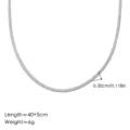 Collar de cadena de espiga plateada, longitud ajustable 40+5cm, ligero 6g, ancho 0,3cm. - Collar Cadena de Serpiente Acero