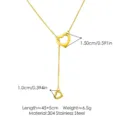Gold plated stainless steel double open heart Y necklace stylish long link chain jewelry item. - Double Heart Y Necklace (Curb Chain) / Gold