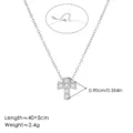Colgante de cruz de diamantes de imitación de acero inoxidable plateado mujer 40+5cm - Cruz Hueca / Cruz Hueca de Plata