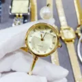 SUNLIFEX Damen Quarz Uhr Elegante Perle Armreif Armbanduhr Gold Modisch Stilvoll Neu - Rund-Alles Gold Goldenes Zifferblatt