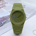 Orologio al quarzo in silicone verde con lunetta ottagonale e cinturino integrato trendy. - Verde