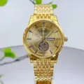 Montre quartz dorée pour homme, bracelet en métal luxueux avec affichage du calendrier. - Cadran Doré Or