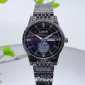 Montre quartz homme avec cadran noir, bracelet en métal, affichage de la date et design élégant. - Noir fusil face noire