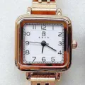 Montre carré vintage femme or rose quartz minimaliste avec cadran chiffres clairs. - Cadran Blanc / Or rose