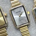 KOUSHI Femme Montre Quartz Cadran Carré Doré Bracelet Acier Style Élégant Mode Variant - Cadran Blanc Or