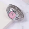 Roestvrijstalen dameshorloge roze wijzerplaat kwarts elegant minimalistisch dagelijks - Zilveren Kast Roze Wijzerplaat