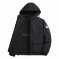 Men's Black Fleece Hooded Winter Jacket Warm Outdoor Casual Coat with Multiple Pockets - M / Thickened Black