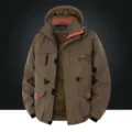 Heren outdoor fleece jas tactische capuchon windjack winter warme wandeljas kaki. - M / Khaki Fleece