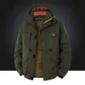 Uomo felpato con cappuccio giacca tattica outdoor antivento inverno caldo cappotto - Verde Militare Foderato in Pile