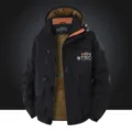 Giacca invernale in pile da uomo giacca a vento con cappuccio cappotto caldo tattico - Nero Foderato in Pile