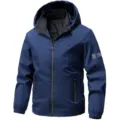 Giacca con Cappuccio Uomo Casual Primavera Autunno Slim Fit Modello Capospalla Elegante - Taglia M / Top / Blu scuro