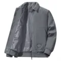 Chaqueta de pana gris para hombre cuello alto casual primavera otonio con forro a rayas - M / Gris oscuro