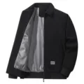 Chaqueta de pana negra para hombre cuello alzado cremallera primavera otoño abrigo casual - M / Negro