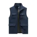 Men's outdoor fishing zipper tactical vest casual multi-pocket sleeveless waistcoat - Blue