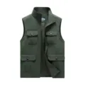 Men's Outdoor Fishing Cargo Vest Casual Sleeveless Multi-Pocket Jacket Spring Autumn Style - M / Army Green