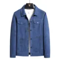Men Blue Lapel Jacket All-Over Print Casual Coat Trendy Style Outerwear Daily Wear - M / Tops / Regular / Blue