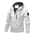 Heren witte capuchonjas casual windjack buiten sportkleding jas top voor de herfst - L / Tops / Broken Wit