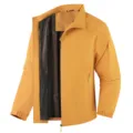 Giacca Impermeabile da Uomo con Collo a In Piedi Windbreaker Casual con Fodera in Rete Arancione - Giallo ocra