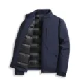 Men's down jacket winter casual stand collar puffer coat water resistant outerwear - M / Blue