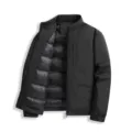 Men's casual stand collar down jacket in black, warm and lightweight winter outerwear. - M / Black