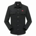 Men's casual long sleeve work shirt outdoor tactical apparel with dual chest pockets black - M / Tops / Black