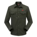 Men's outdoor tactical long sleeve work shirt with pockets casual military style top - M / Tops / Army Green