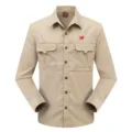 Men's casual long sleeve utility work shirt, comfortable spring autumn outdoor apparel. - M / Tops / Khaki