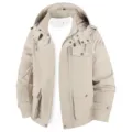 Veste cargo homme kaki à capuche multi-poches, vêtement décontracté quotidien avec fermeture. - XS / Hauts / Kaki