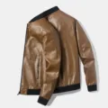 Ανδρικό μπουφάν δερμάτινης PU slim fit bomber casual φθινοπωρινό παλτό μόδας - M / Tops / Πορτοκαλί