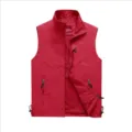 Men Outdoor Casual Multi Pocket Sports Vest Spring Autumn Breathable Gilet Jacket - S / Tops / Red