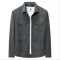 Men's long sleeve cargo shirt tactical casual outdoor button down shirt with multiple pockets - S / Tops / Gray