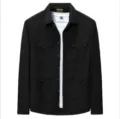 Mens tactical utility shirt casual long sleeve button down multi pocket black top - S / Tops / Black